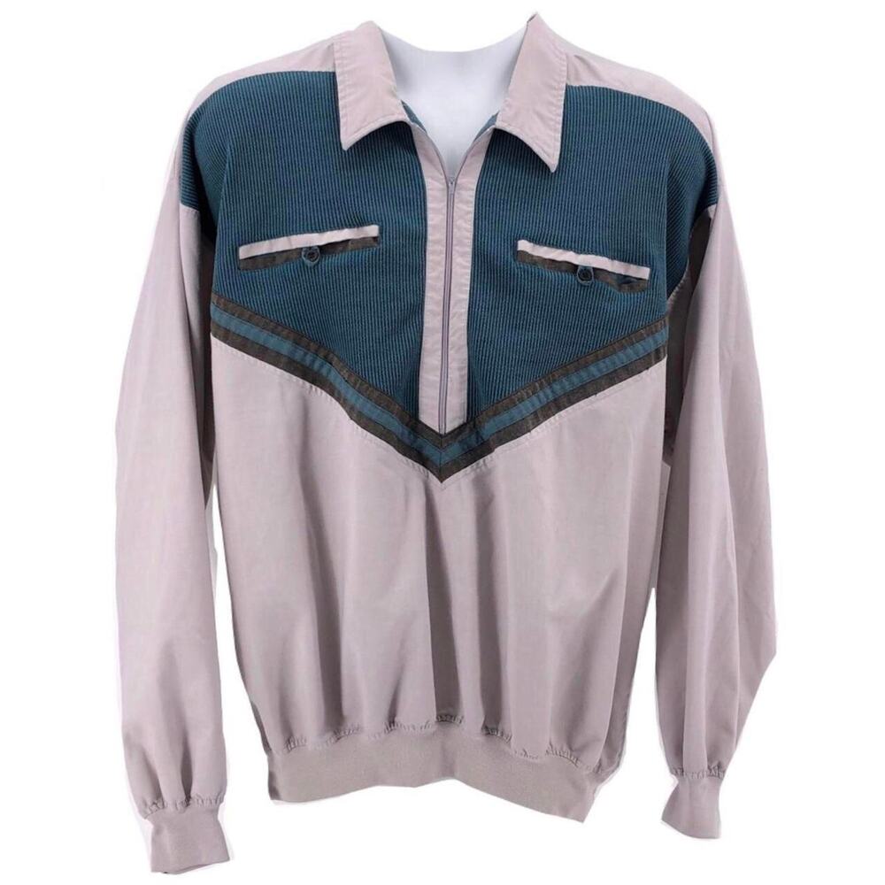 90s color block half zip pullover shirt jacket shacket 1990s vintage